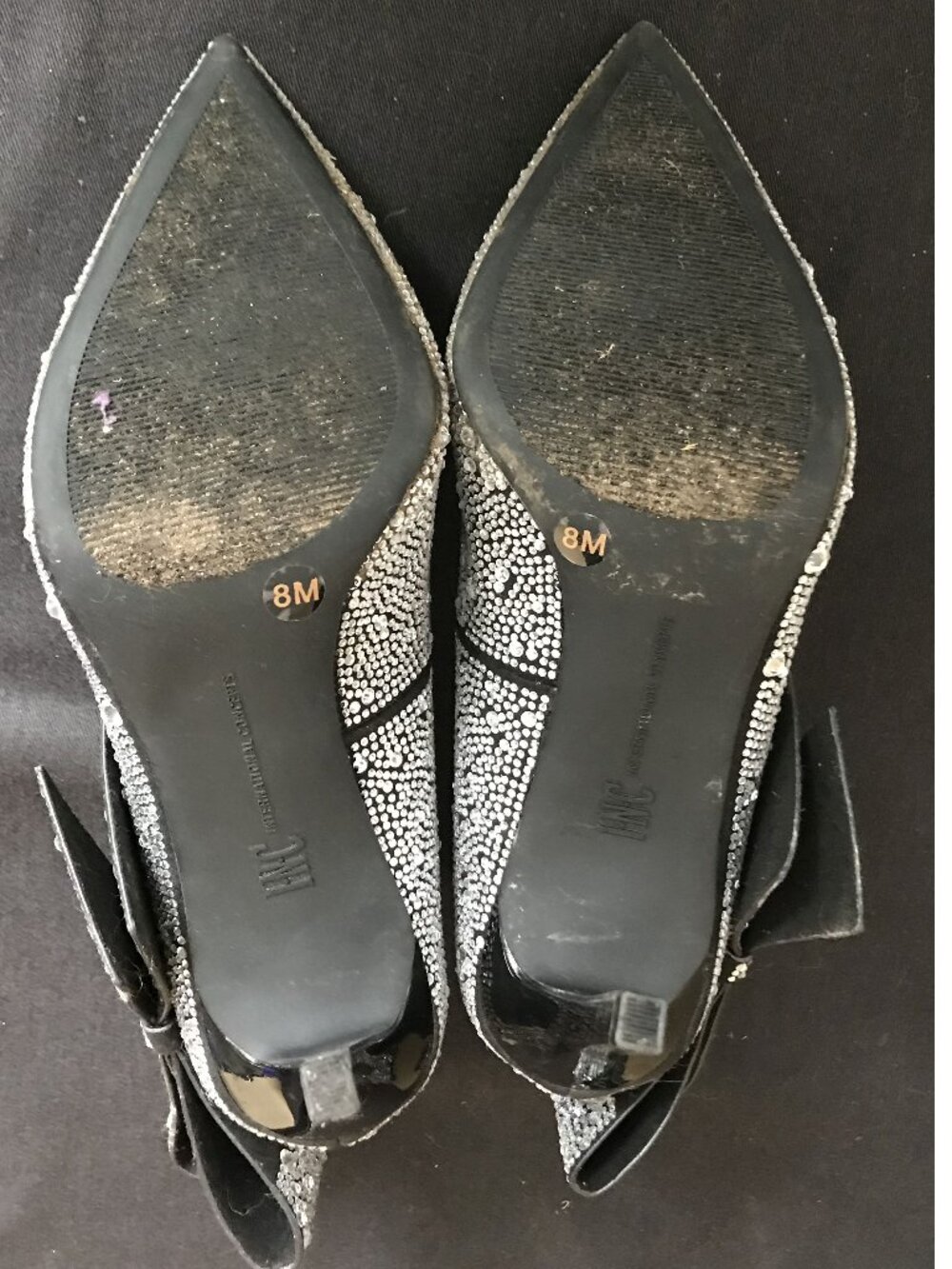 INC International Concepts Rhinestone Pump Heels in Silver / Black, Size 8 - Picture 5 of 11